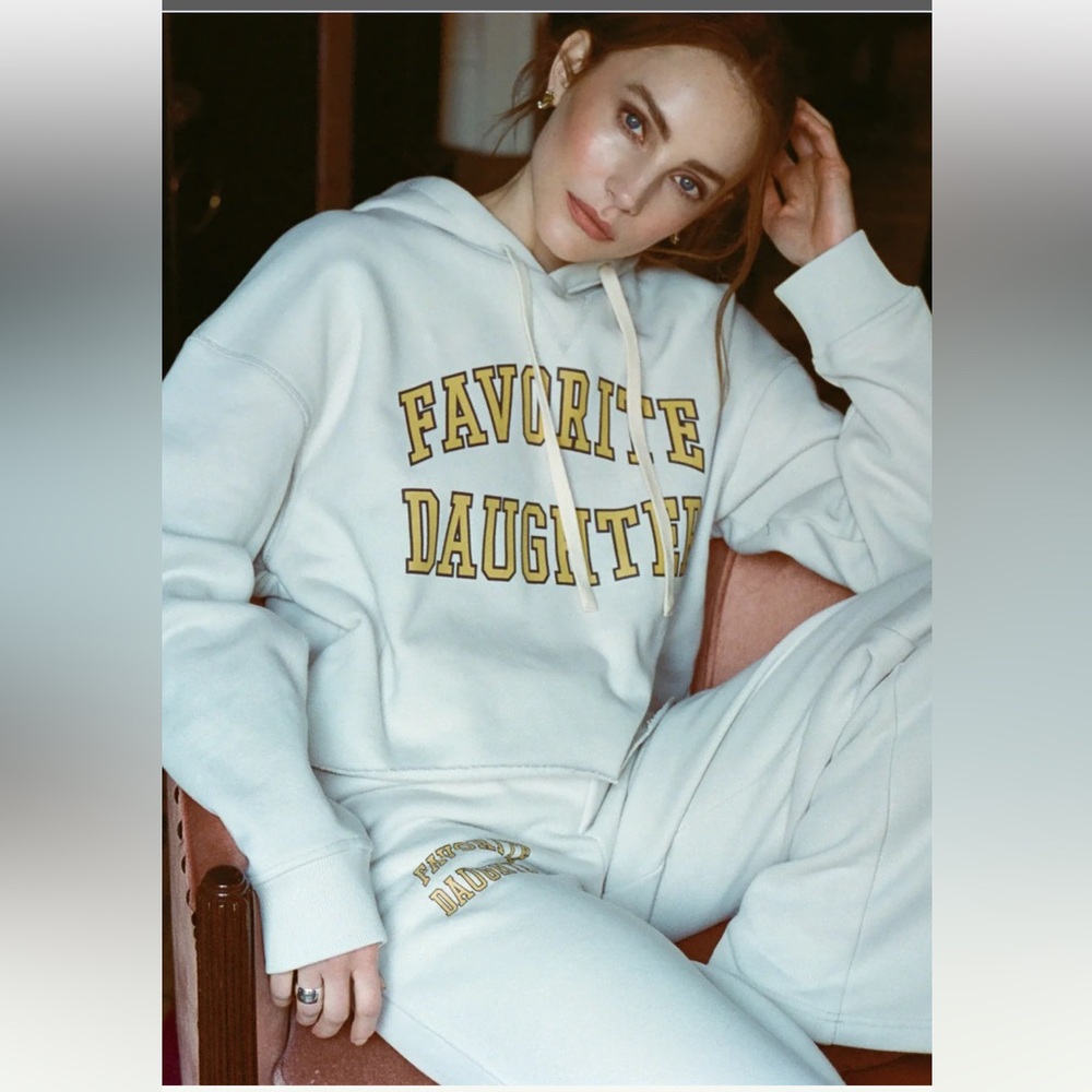 Favorite Daughter Cream Cropped Hoodie